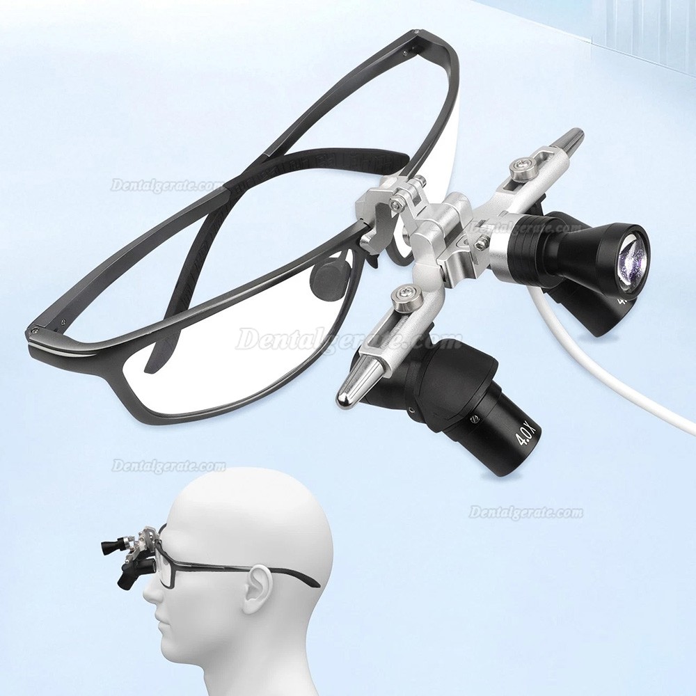 4.0X 48&deg; Dental Ergonomic Lupenbrille mit Einstellbarem Pupillenabstand und 5 W LED-Licht